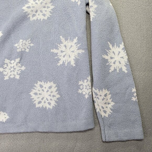 Disney Cardigan Sweater Womens Medium Blue White Snowflake Frozen Winter Holiday - Picture 5 of 13